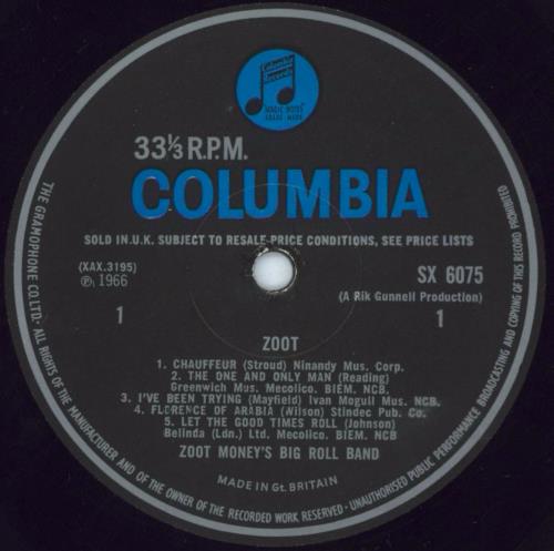 英LP Zoot Money Zoot! SX6075 COLUMBIA /00260 Zoot Money's Big Roll Band – Zoot! – Vinyl (LP, Album